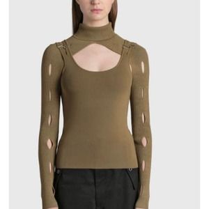 Dion Lee Womens Sage Green Knit Slash ribbed shrug  US size 10, AUS XL